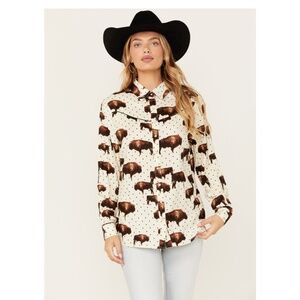 Western Buffalo snap blouse Small